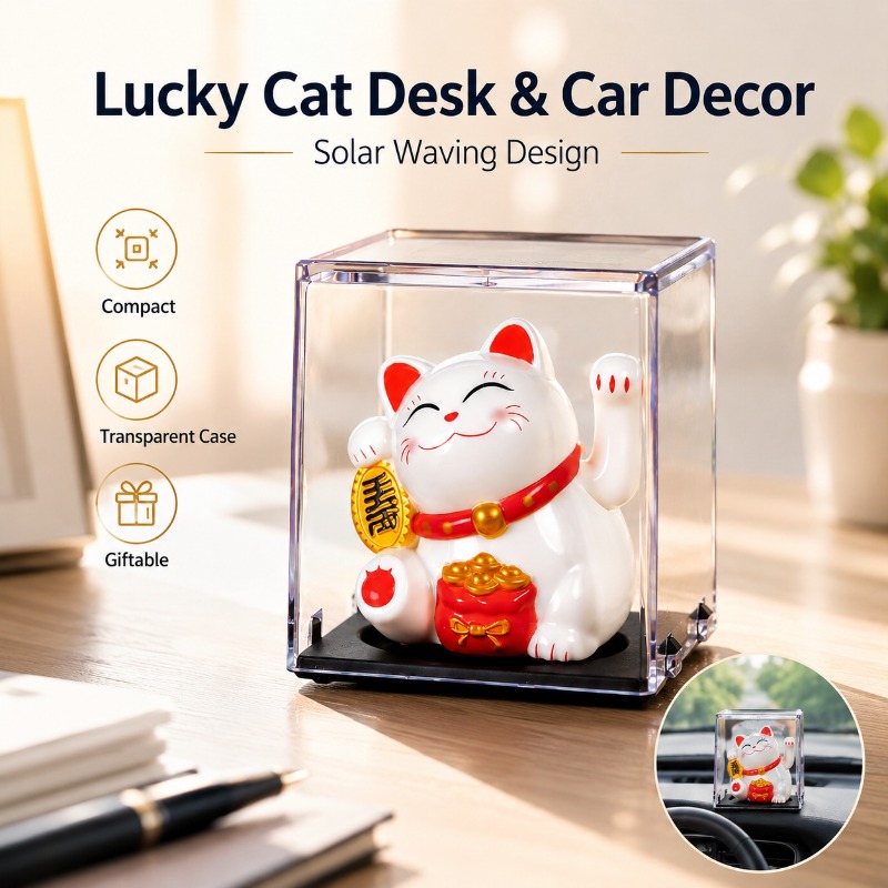 Cubicle Shelf Organizer - Mini Gato de la Suerte Solar