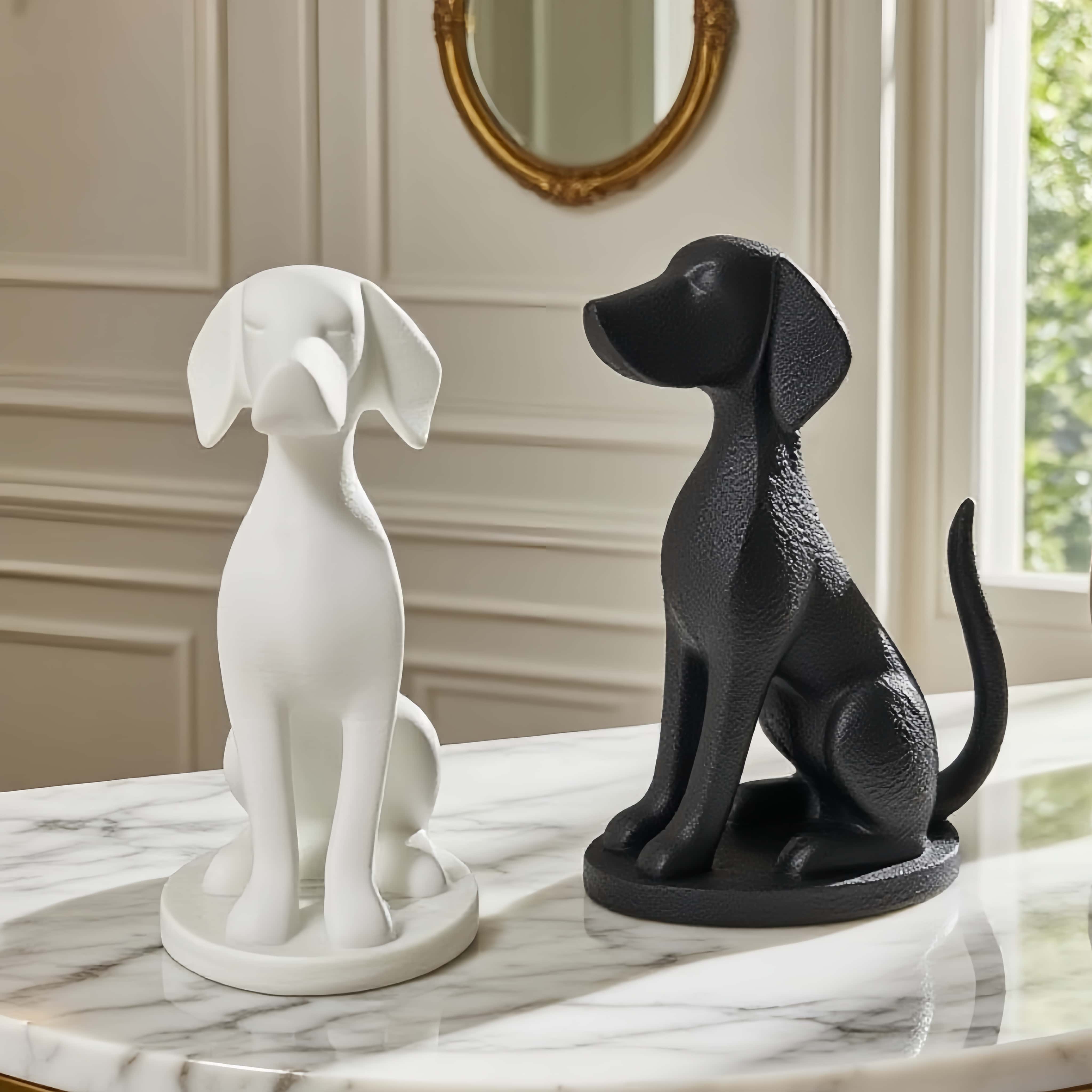 Cubicle Shelf Organizer - Escultura Abstracta de Perro Sentado, Figura