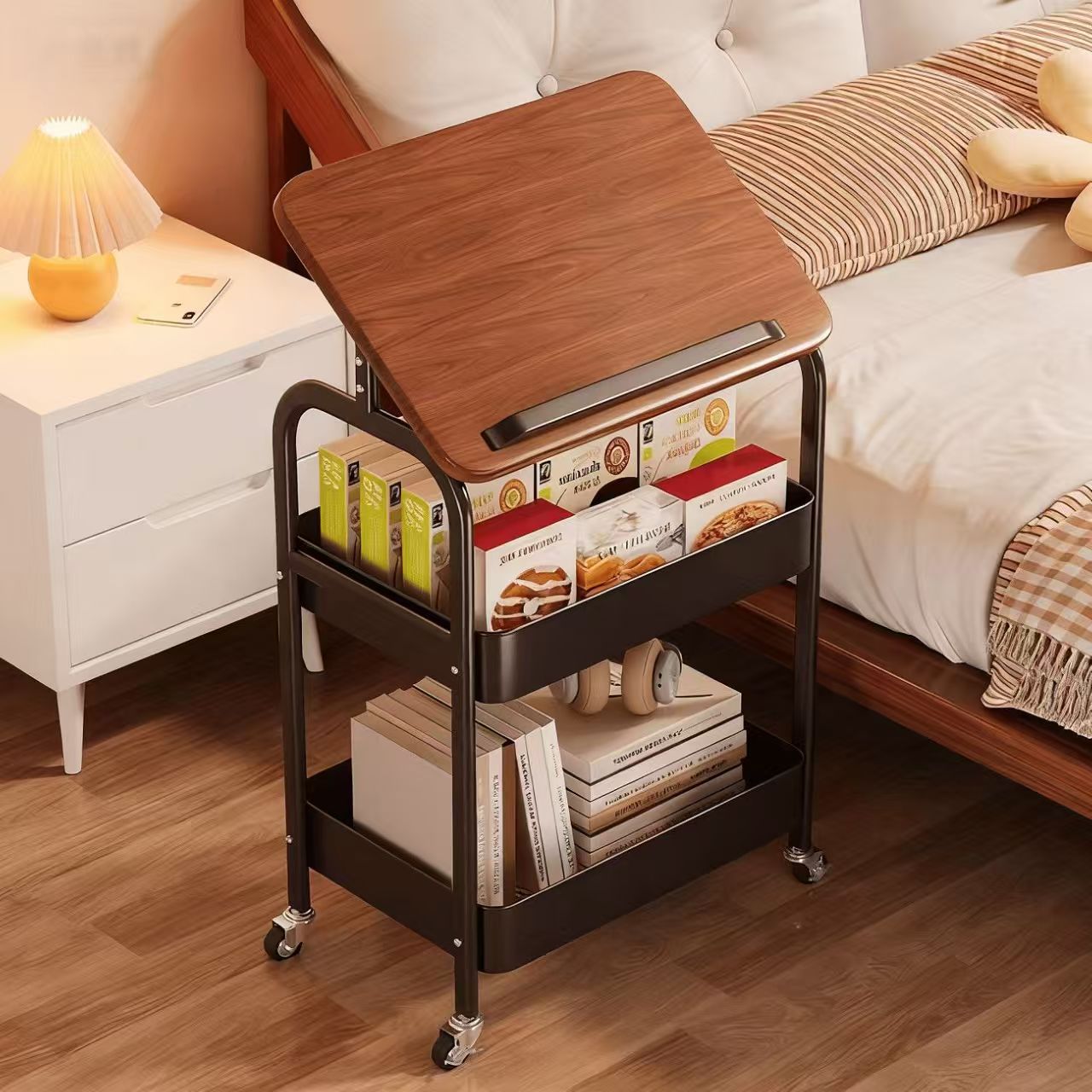 Book Cart Rolling - Carritos Rodantes Portátiles con Ruedas, Organizador