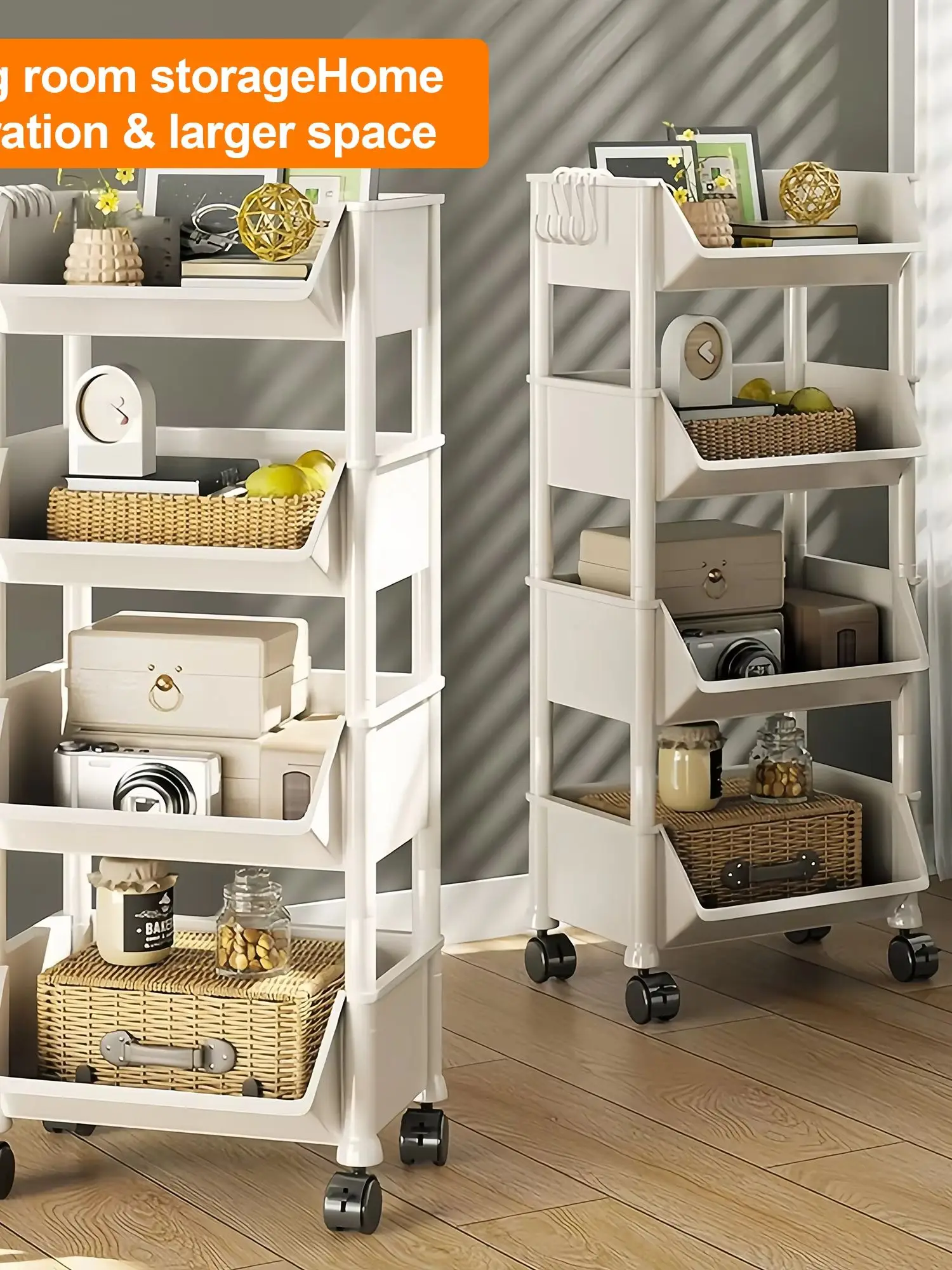Book Cart Rolling - Carrito de Almacenamiento Rodante Versátil de