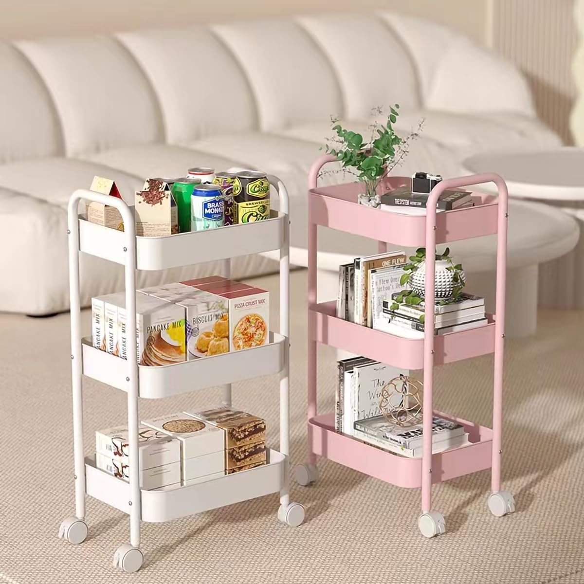 Book Cart Rolling - Carrito de Almacenamiento Rodante de 3